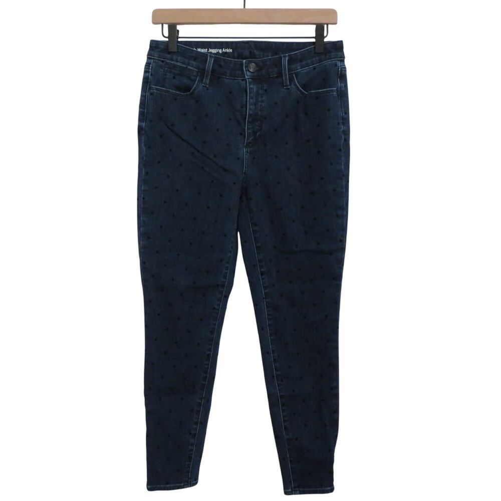 Talbots Womens Sz 8 Blue Black High Waist Jegging Ankle Jeans Polka Dot